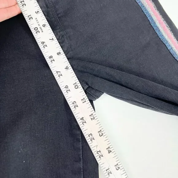 Mother Looker Ankle Fray Guilty Glitter Racer Jeans Womens 29 Black Frayed Hem - Picture 12 of 14